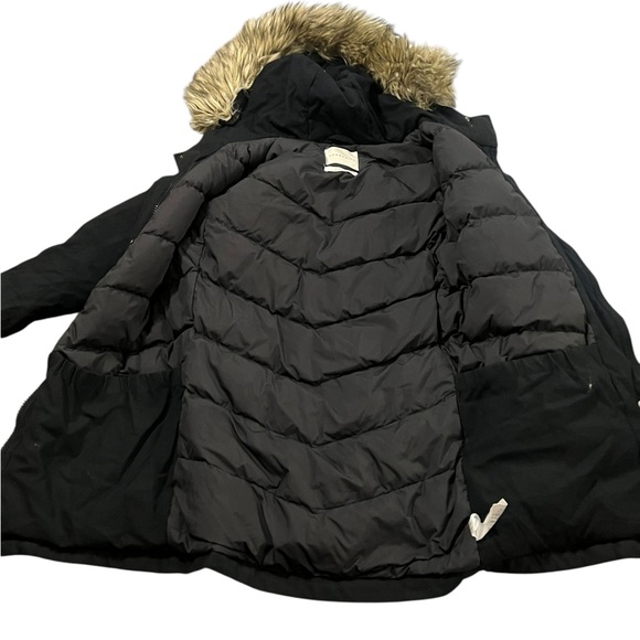Community Black Wool-Blend Down Parka with Faux Fur Hood Medium - Picture 6 of 8